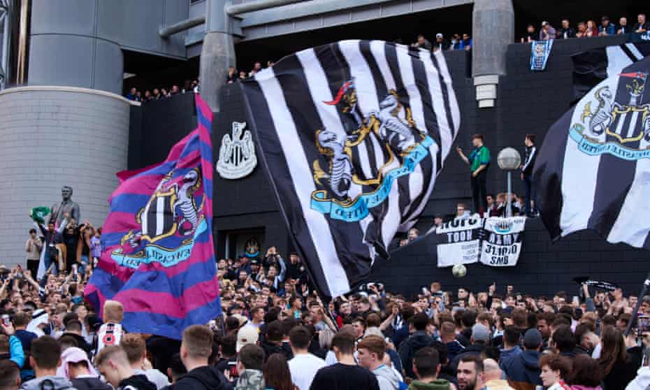 There were raucous scenes outside Newcastle’s stadium on Thursday.