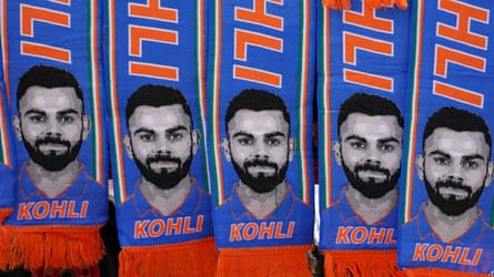 Scarves of Virat Kohli for sale during the 2021 first Test match between England and India at Trent Bridge