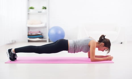 Woman in planking position