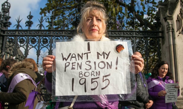 A protest by Women Against State Pension Inequality in Westminster.