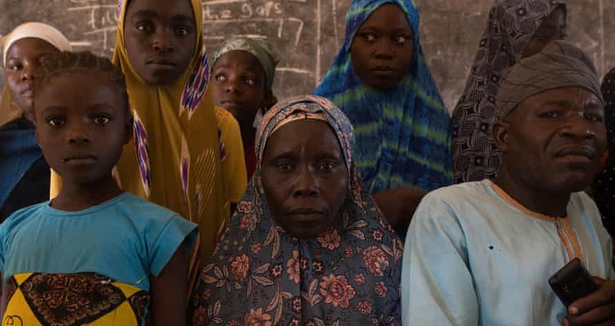 People displaced by jihadist and bandit activity at the Central Primary School in Gwada.