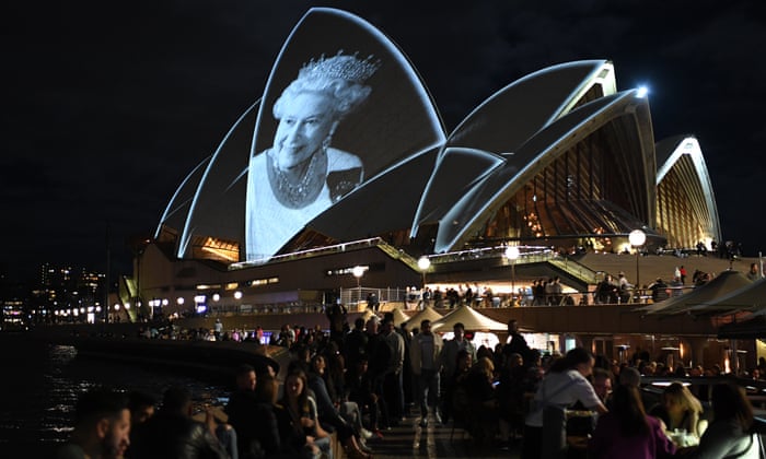 An image of Queen Elizabeth II is projected on to the sails of the Sydney Opera House