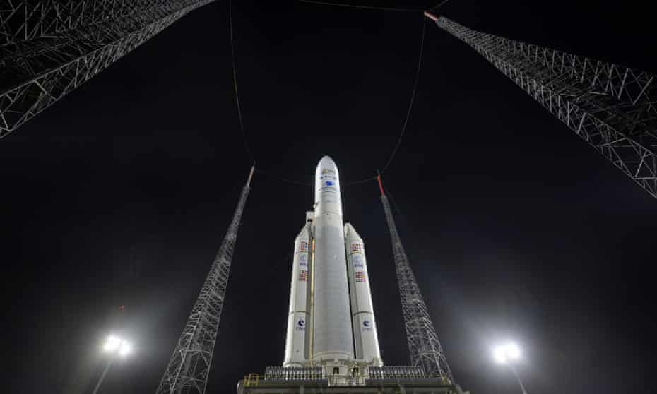 The Ariane 5 rocket with Nasa's James Webb Space Telescope onboard at the launch pad in Kourou, French Guiana. 