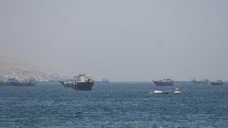 Ships and boats in the strait of Hormuz on Sunday.