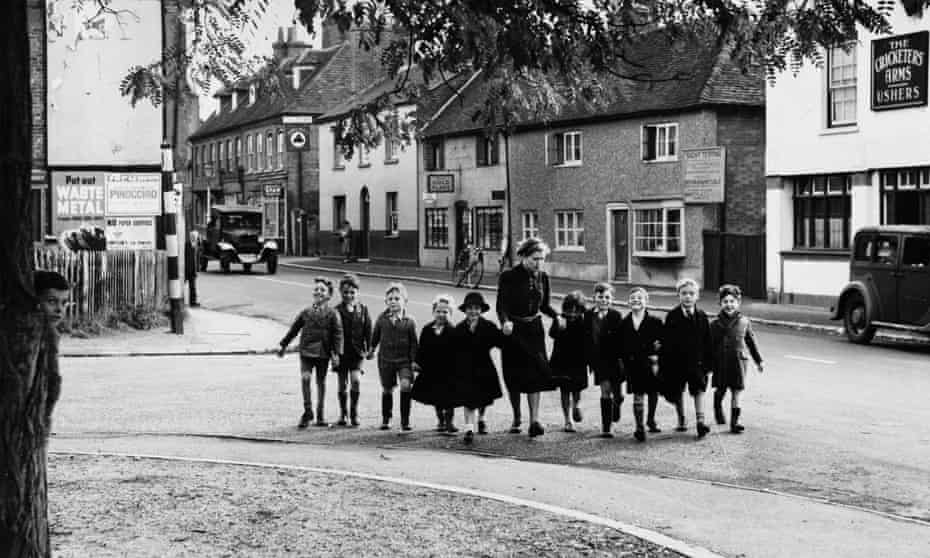 Young evacuees out for a stroll in their new surroundings, 1940.