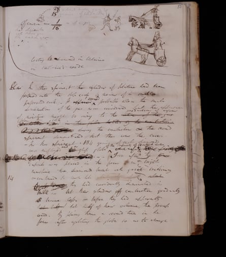 The page of a notebook with various doodles and and a section of handwritten verse 