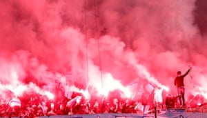 Malmo fans send slices away before the game.
