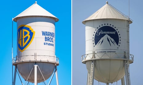 Warner Bros. and Paramount studio water towers composite