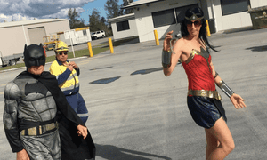 Galilee Blockade members at a Wagners industrial site at Pinkenba on Sunday protesting the Adani Carmichael coalmine.