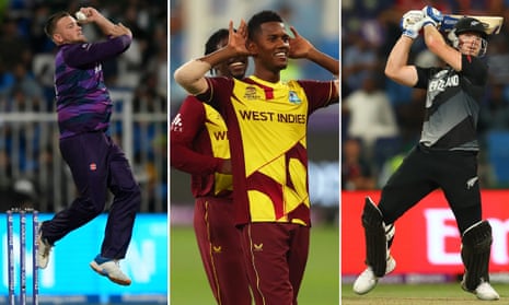 (Left to right) Mark Watt starred for a disappointing Scotland side; Akeal Hosein provided catch of the tournament; Jimmy Neesham’s fireworks edged a superb semi-final against England.