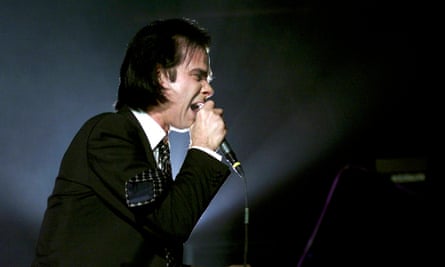 Nick Cave on stage in Manchester, 2001