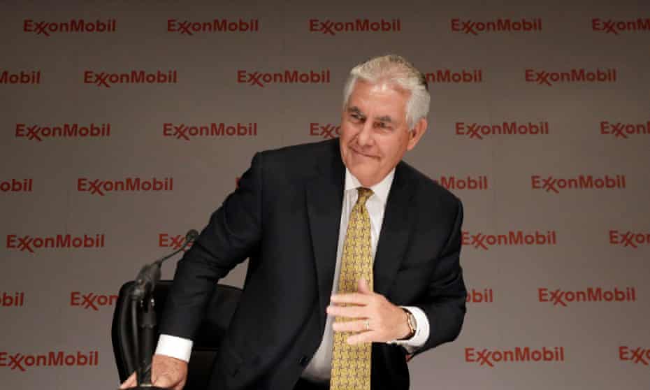 ExxonMobil CEO Rex Tillerson prepares to leave the annual shareholder meeting in Dallas, Texas, last year.