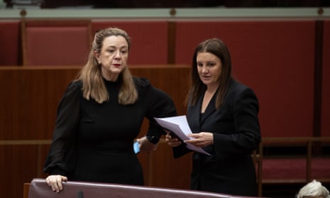 Tasmanian senators Jacqui Lambie and Tammy Tyrrell.