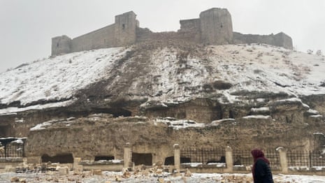 Historic castle in Turkey badly damaged by earthquake – video
