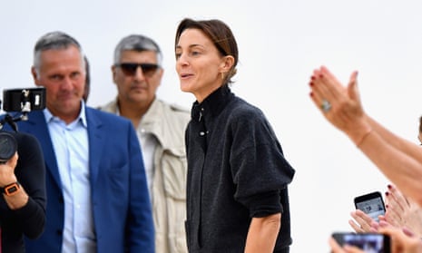 Phoebe Philo on the runway during the Céline show at Paris Fashion Week in 2016.