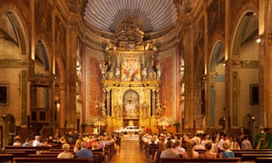 Interior of Església de Nostra Senyora dels Àngels (Our Lady of the Angles), Pollença, Mallorca, Spain.
