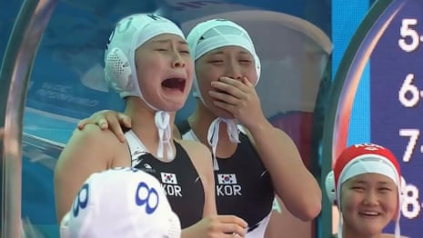 Tears of joy after South Korea score first water polo goal at world championships – video