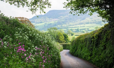 Monmouthshire lane with Ysgyryd Fawr (the Big Skirrid) in the background