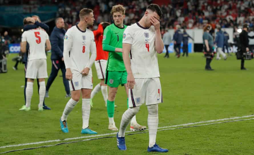 Declan Rice covers his eyes at Wembley. Gareth Southgate says: