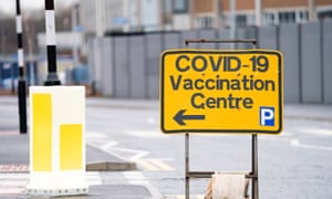 A sign outside the Elland Road vaccination centre in Leeds. (Photograph: Danny Lawson/PA Wire)
