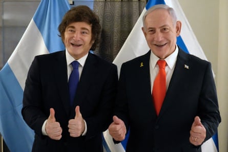 Javier Milei and Israel’s prime minister, Benjamin Netanyahu, at the UN general assembly last month.