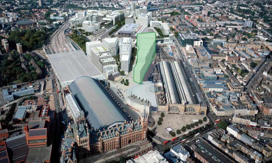 An aerial view marking Google’s future London headquarters in King’s Cross. 