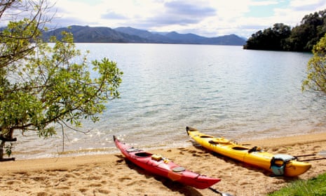 A break from sea kayaking in Queen Charlotte Sound in New Zealand’s South Island