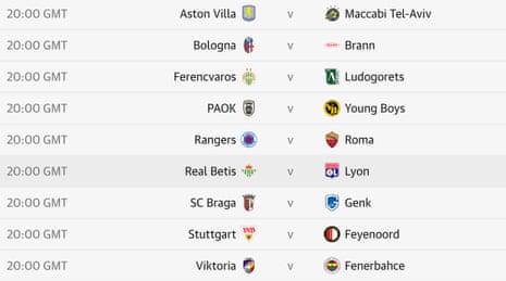 Europa League fixtures