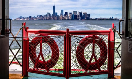 Manhattan seen from rear of  The Staten Island Ferry, New York