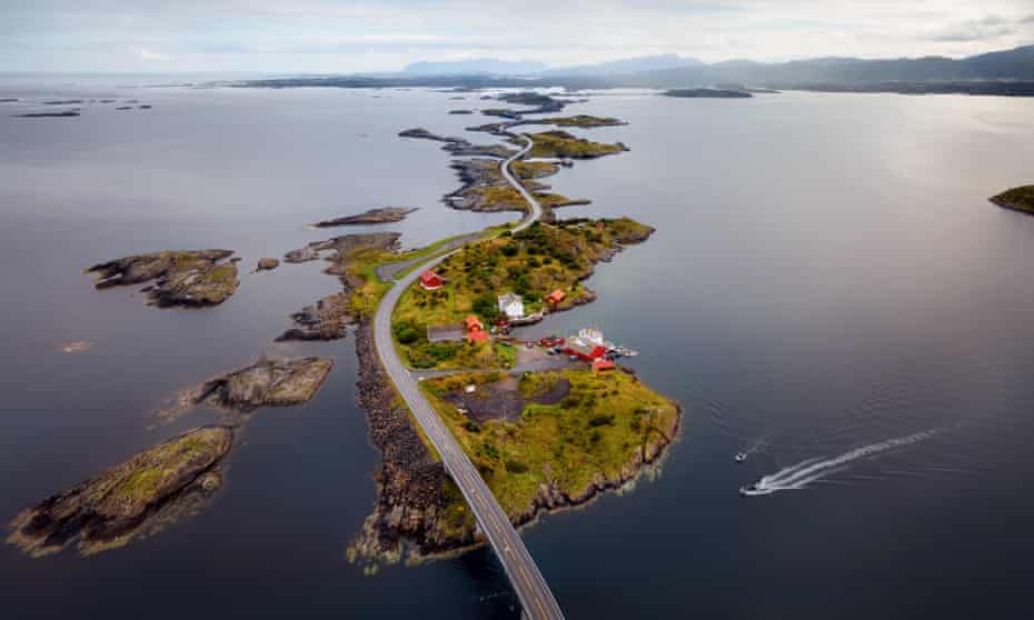 Storseisundet Bridge, pictured by a drone.