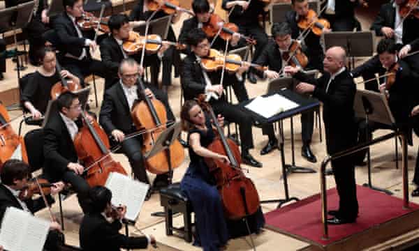 Poised … Sol Gabetta with NHK Symphony Orchestra and conductor Paavo Järvi.