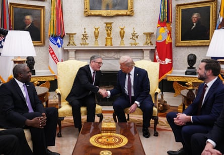 With Keir Starmer, US president Donald Trump and vice-president JD Vance in the Oval Office at the White House in February this year.