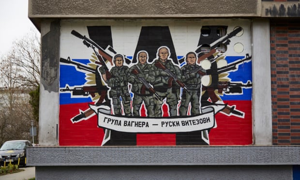 A mural in Belgrade praising the Wagner group and its mercenaries fighting in Ukraine 