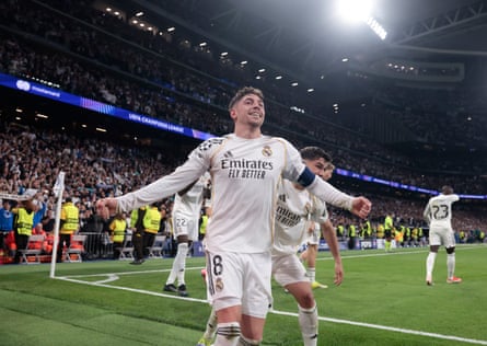 Fede Valverde celebrates his hat-trick for Real Madrid