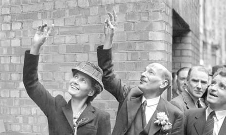 Clement and Violet Attlee on election day in 1945.