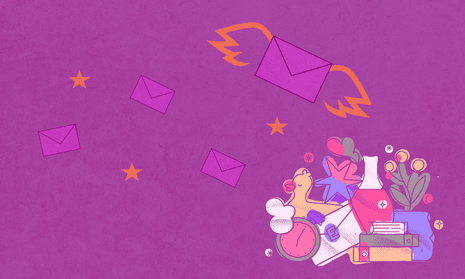 Illustration with flying envelopes for email