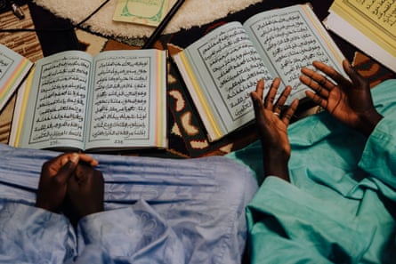 Close-up image of books containing chants that are used at Gran Canaria’s dahira meetings.