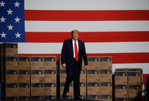 Donald Trump visits a medical equipment distributor during his visit to Allentown, Pennsylvania.