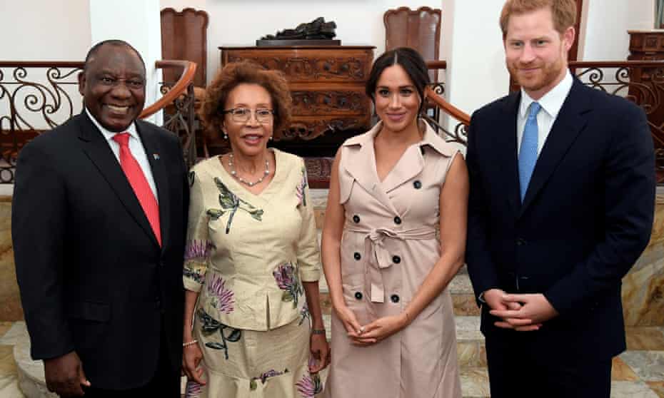 Duke and Duchess of Sussex meet with South African president Cyril Ramaphosa and his wife Tshepo Motsepe during their tour of southern Africa 