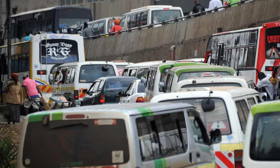 Heavy traffic brings vehicles to a halt in the Kenyan capital Nairobi