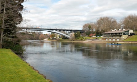 The Waikato River runs through the city of Hamilton.