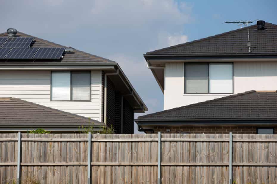 Black roofs of houses in south-west Sydney