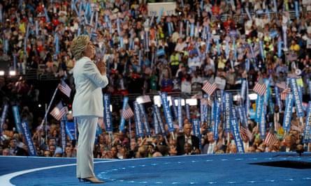Hillary Clinton accepting the nomination at the Democratic national convention in Philadelphia.