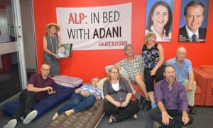 Galilee Blockade protesters opposed to the Adani coalmine occupy Queensland Labor’s headquarters