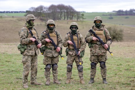 Ukrainian recruits in south-west England.