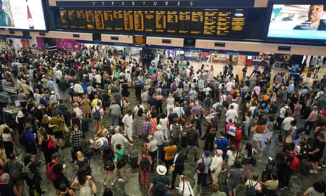 Passengers at Euston station in London in August last year after Avanti West Coast drastically cut services.