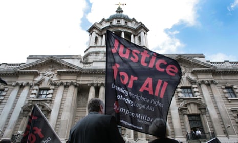 A protest at the Old Bailey in London about cuts to legal aid.