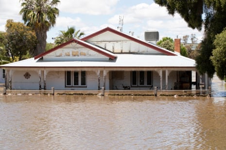 Floodwaters flowing through John Shaw’s house in Farrand Street, Forbes.