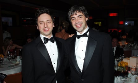 Sergey Brin and Larry Page attend at the Vanity Fair Oscars party in 2007.