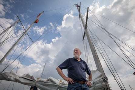 Robin Knox-Johnston aboard his boat, Suhaili, 2018.